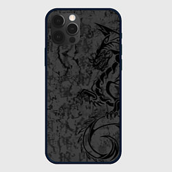 Чехол для iPhone 12 Pro Max Black dragon - grunge, цвет: 3D-черный