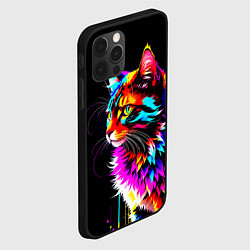 Чехол для iPhone 12 Pro Max Неоновый пушистик - кот, цвет: 3D-черный — фото 2