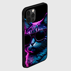 Чехол для iPhone 12 Pro Max Неоновый котик в очках, цвет: 3D-черный — фото 2