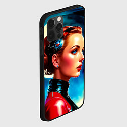 Чехол для iPhone 12 Pro Max Девушка связист в космосе, цвет: 3D-черный — фото 2