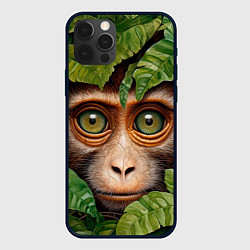 Чехол для iPhone 12 Pro Max Обезьяна в джунглях, цвет: 3D-черный