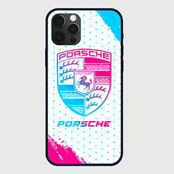 Чехол для iPhone 12 Pro Max Porsche neon gradient style, цвет: 3D-черный