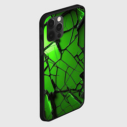 Чехол для iPhone 12 Pro Max Зеленое треснутое стекло, цвет: 3D-черный — фото 2