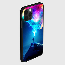 Чехол для iPhone 12 Pro Max Цветной космос и горы, цвет: 3D-черный — фото 2