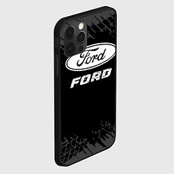 Чехол для iPhone 12 Pro Max Ford speed на темном фоне со следами шин, цвет: 3D-черный — фото 2