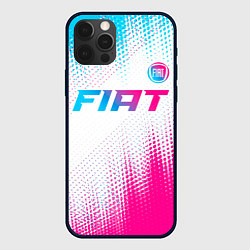 Чехол для iPhone 12 Pro Max Fiat neon gradient style: символ сверху, цвет: 3D-черный