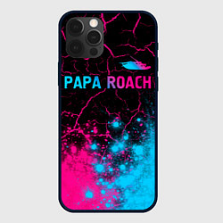Чехол для iPhone 12 Pro Max Papa Roach - neon gradient: символ сверху, цвет: 3D-черный