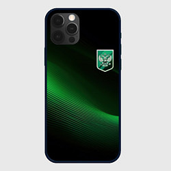 Чехол для iPhone 12 Pro Max Герб РФ зеленый черный фон, цвет: 3D-черный