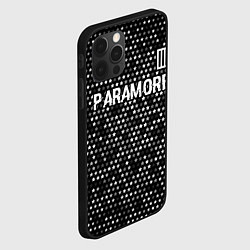 Чехол для iPhone 12 Pro Max Paramore glitch на темном фоне: символ сверху, цвет: 3D-черный — фото 2