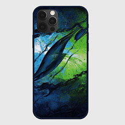 Чехол для iPhone 12 Pro Max Green blue abstract, цвет: 3D-черный