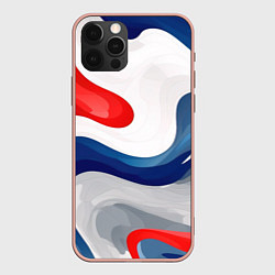 Чехол для iPhone 12 Pro Max Абстракция в цветах флага России, цвет: 3D-светло-розовый