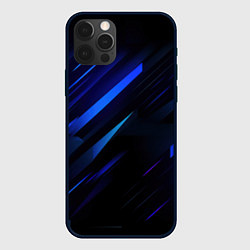 Чехол для iPhone 12 Pro Max Blue black texture, цвет: 3D-черный