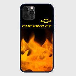 Чехол для iPhone 12 Pro Max Chevrolet - gold gradient: символ сверху, цвет: 3D-черный