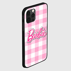 Чехол для iPhone 12 Pro Max Барби лого розовая клетка, цвет: 3D-черный — фото 2