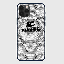 Чехол для iPhone 12 Pro Max Parkour черно белый абстрактный узор, цвет: 3D-черный