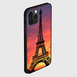 Чехол для iPhone 12 Pro Max Эйфелева башня - закат, цвет: 3D-черный — фото 2