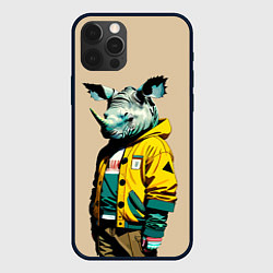 Чехол для iPhone 12 Pro Max Dude rhino - urban style, цвет: 3D-черный