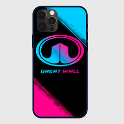 Чехол для iPhone 12 Pro Max Great Wall - neon gradient, цвет: 3D-черный