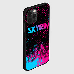 Чехол для iPhone 12 Pro Max Skyrim - neon gradient: символ сверху, цвет: 3D-черный — фото 2