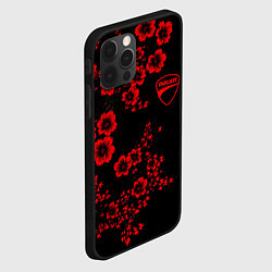 Чехол для iPhone 12 Pro Max Ducati - red flowers, цвет: 3D-черный — фото 2