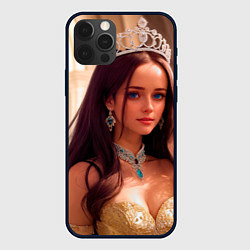 Чехол для iPhone 12 Pro Max Девушка принцесса в алмазных украшениях, цвет: 3D-черный