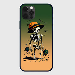 Чехол для iPhone 12 Pro Max Funny skeleton - halloween - neural network, цвет: 3D-черный