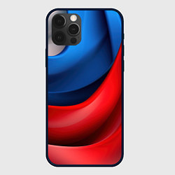 Чехол для iPhone 12 Pro Max Объемная абстракция в цветах флага РФ, цвет: 3D-черный