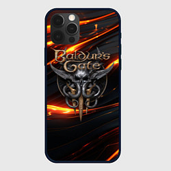 Чехол для iPhone 12 Pro Max Baldurs Gate 3 logo gold, цвет: 3D-черный