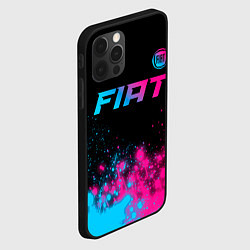 Чехол для iPhone 12 Pro Max Fiat - neon gradient: символ сверху, цвет: 3D-черный — фото 2