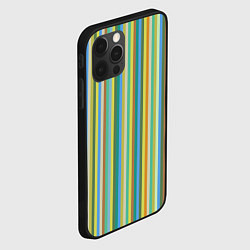 Чехол для iPhone 12 Pro Max Вертикальные разноцветные пполсы, цвет: 3D-черный — фото 2