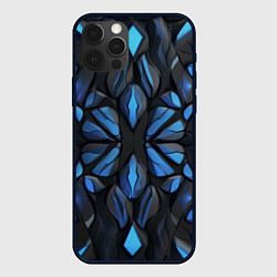Чехол для iPhone 12 Pro Max Синие объемные узоры, цвет: 3D-черный
