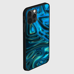 Чехол для iPhone 12 Pro Max Абстракция плазма сине-голубой, цвет: 3D-черный — фото 2