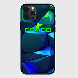 Чехол для iPhone 12 Pro Max CSGO blue green gradient, цвет: 3D-черный