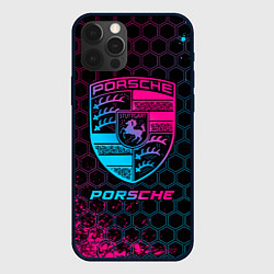 Чехол для iPhone 12 Pro Max Porsche - neon gradient, цвет: 3D-черный