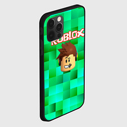 Чехол для iPhone 12 Pro Max Roblox head на пиксельном фоне, цвет: 3D-черный — фото 2