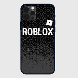 Чехол для iPhone 12 Pro Max Roblox glitch на темном фоне: символ сверху, цвет: 3D-черный