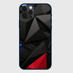 Чехол для iPhone 12 Pro Max Black blue red elements, цвет: 3D-черный