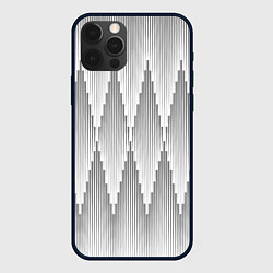 Чехол для iPhone 12 Pro Max Серые длинные ромбы, цвет: 3D-черный
