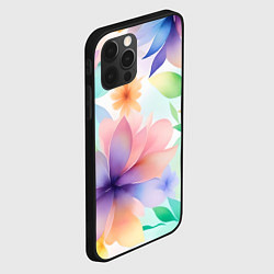 Чехол для iPhone 12 Pro Max Акварельные цветы - нейросеть, цвет: 3D-черный — фото 2