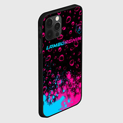 Чехол для iPhone 12 Pro Max Lamborghini - neon gradient: символ сверху, цвет: 3D-черный — фото 2