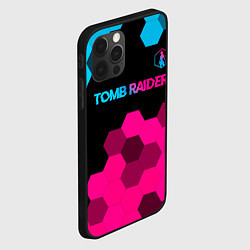 Чехол для iPhone 12 Pro Max Tomb Raider - neon gradient: символ сверху, цвет: 3D-черный — фото 2