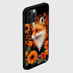 Чехол для iPhone 12 Pro Max Элегантная лиса и цветы, цвет: 3D-черный — фото 2