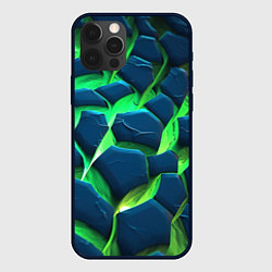 Чехол для iPhone 12 Pro Max Разломленные зеленые плиты, цвет: 3D-черный