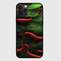 Чехол для iPhone 12 Pro Max Объемные красно зеленые плиты, цвет: 3D-черный