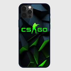 Чехол для iPhone 12 Pro Max CSGO green texture logo, цвет: 3D-черный