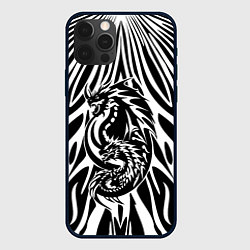 Чехол для iPhone 12 Pro Max Абстракция с драконом, цвет: 3D-черный