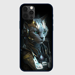 Чехол для iPhone 12 Pro Max Кот робот в стиле киберпанк, цвет: 3D-черный
