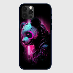 Чехол iPhone 12 Pro Max Панда киберпанк в фиолетовом свете
