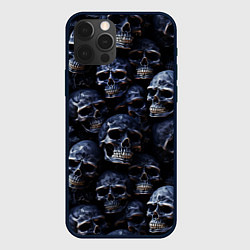 Чехол для iPhone 12 Pro Max Черные металлические черепа, цвет: 3D-черный