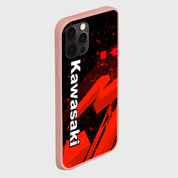 Чехол для iPhone 12 Pro Max Кавасаки - красные брызги, цвет: 3D-светло-розовый — фото 2